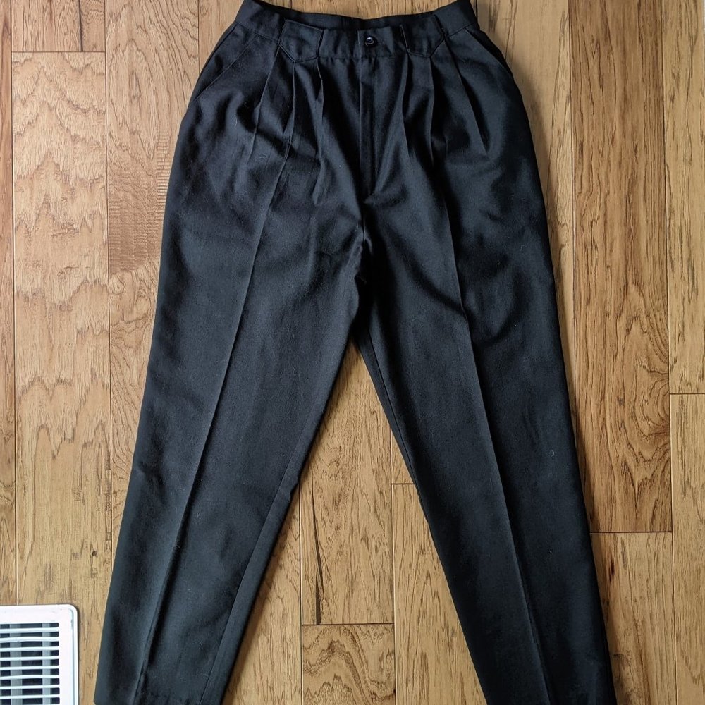 Vintage Black Pants High Rise Pleated Petite 24 00 10